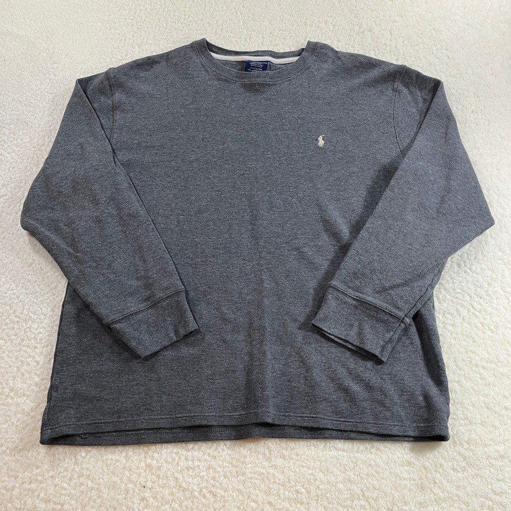 Polo Ralph Lauren Sleepwear Mens 2XL Gray Waffle Knit Thermal Long Sleeve Shirt
